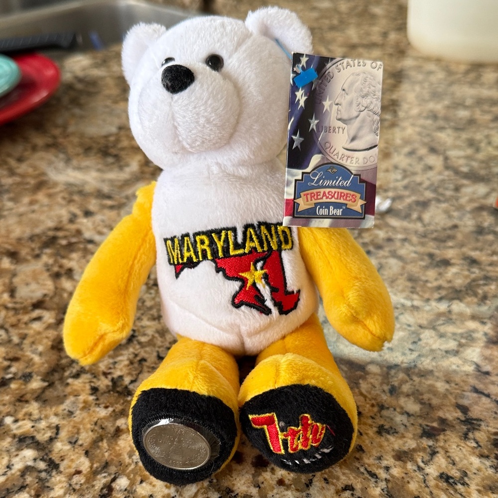 Limited Treasures Maryland Coin Bear - White and Yellow